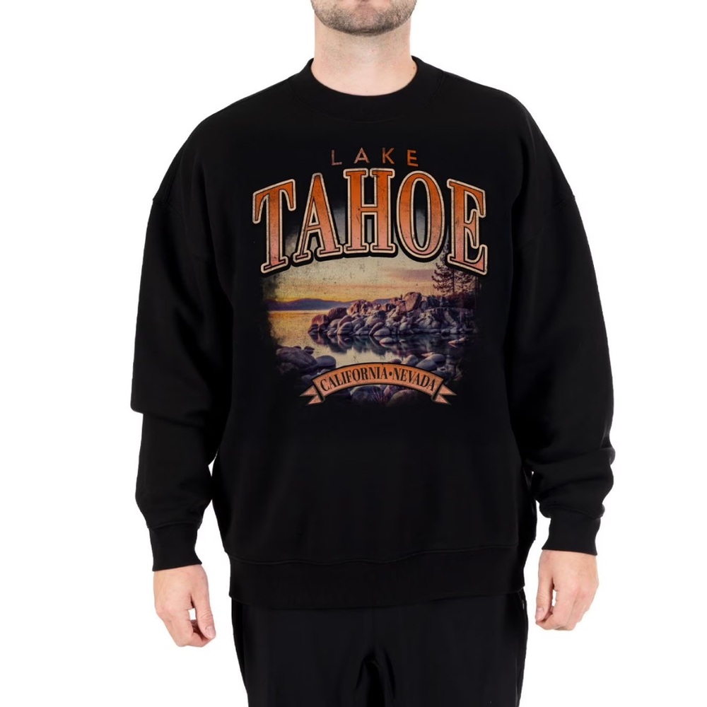 State of Mind Black California-Nevada Crewneck Sweater new